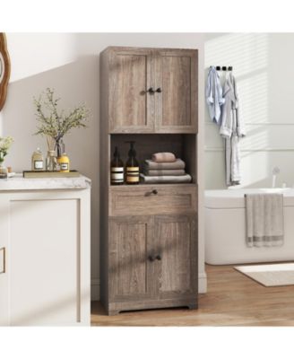 67.5-Inch-Tall Modern Freestanding Floor Storage Cabinet with 4 Doors and 1 Drawer