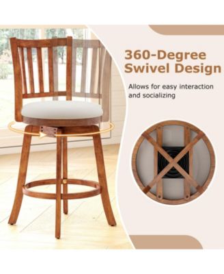 Swivel Counter Height Chairs Set of Two with Upholstered Seats