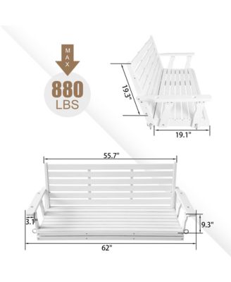 3-Seater 5FT Extra Large Wooden Porch Swing, Ergonomic Seat, Bench Swing Heavy Duty 880 LBS, for Outdoor Patio Garden Yard