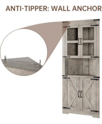 Farmhouse Corner Cabinet, Tall Corner Storage