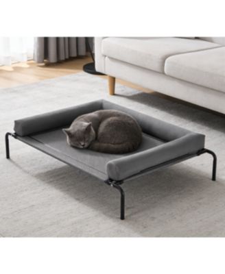 Zeus and Ruta Elevated Cat Bed for Large Cats Portable Raised Cat Cot with XL Gray Pillow Indoor Outdoor Use