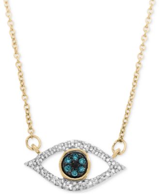 Wrapped Diamond Evil-Eye Pendant Necklace (1/6 ct. t.w.) in 10K