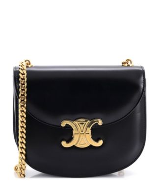 Triomphe Besace Clea Chain Flap Bag Leather