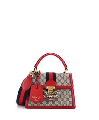 Small Queen Margaret Top Handle Bag GG Coated Canvas with Leather