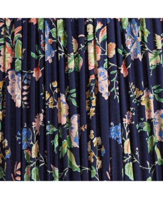 Sally 13" Top x 15" Bottom x 12" High x 12" Slant Print Lamp Shade Replacement Pleated Rose Floral Spider Harp Finial