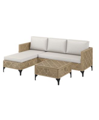Outdoor Patio Furniture Set, 3 Pieces All Weather Wicker Rattan Sectional Sofa