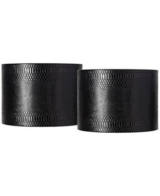 Set of 2 Drum Print Lamp Shades Medium 15" Top x 15" Bottom x 11" Slant Spider Replacement Harp Finial Fitting