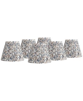Nelle 3 1/2" Top x 6" Bottom x 5" High x 5" Slant Print Lamp Shade Replacement Set of 6 Cream Floral Clip On Candelabra
