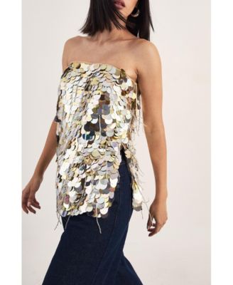 Women's Disc Tassel Bandeau Top