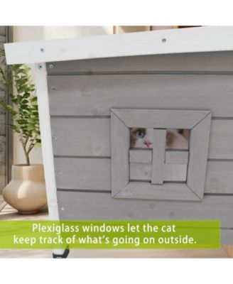 Waterproof Cat House Outdoor Indoor Feral Kitty Shelter with Asphalt Roof for Small Pets