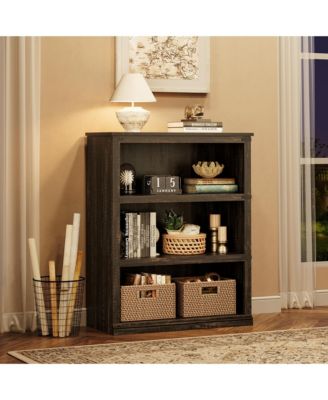 40" Tall Farmhouse 3-Tier Wooden Bookcase, Modern Storage Bookshelf