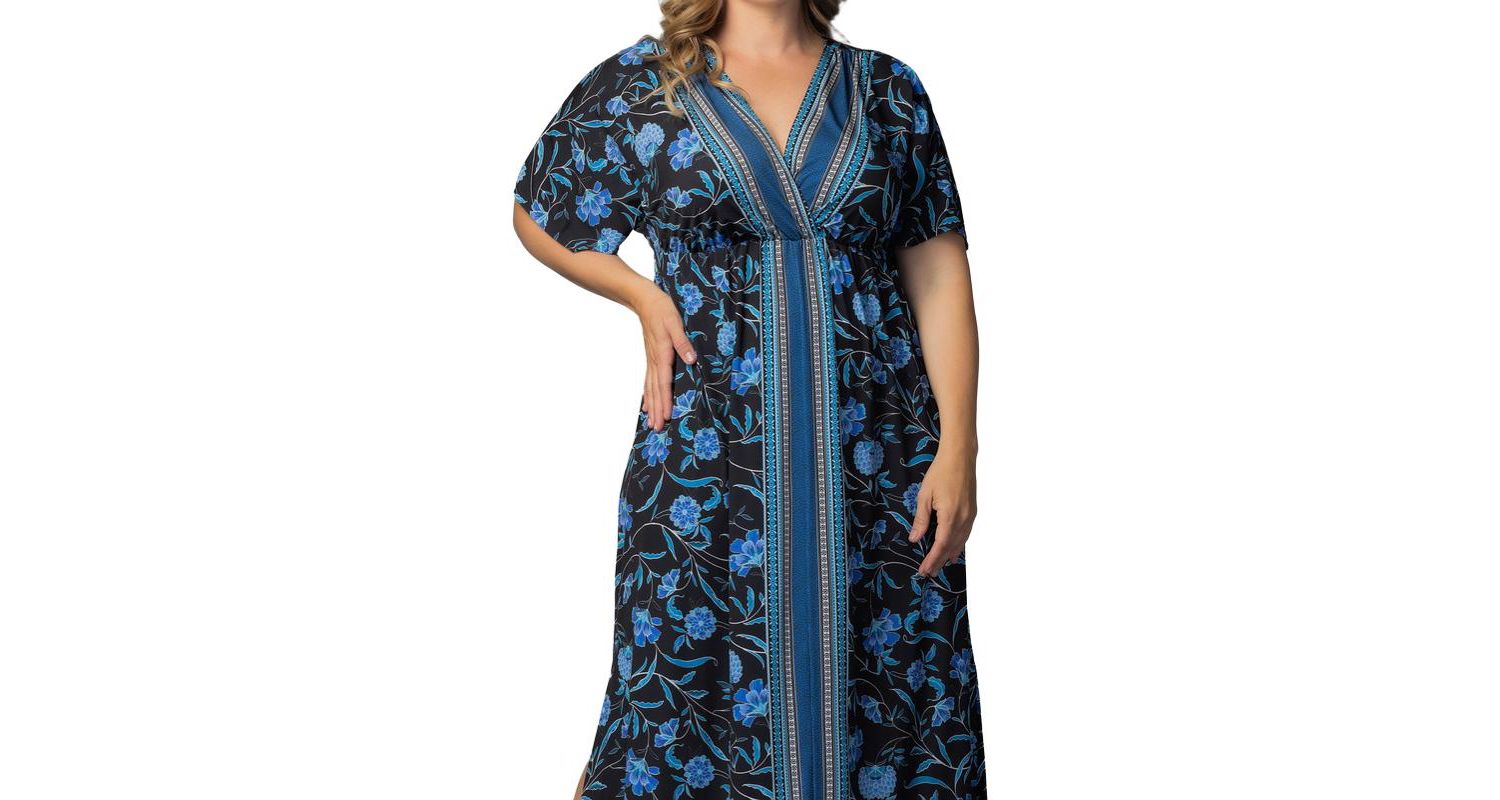 Plus Size Wanderlust Border Print Maxi Dress