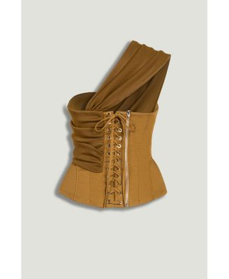 Women's One-Shoulder Draped Gabardine Bustier