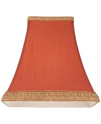 Set of 2 Square Lamp Shades Rust Small 5" Top x 9" Bottom x 10" High Spider with Replacement Harp and Finial Fitting