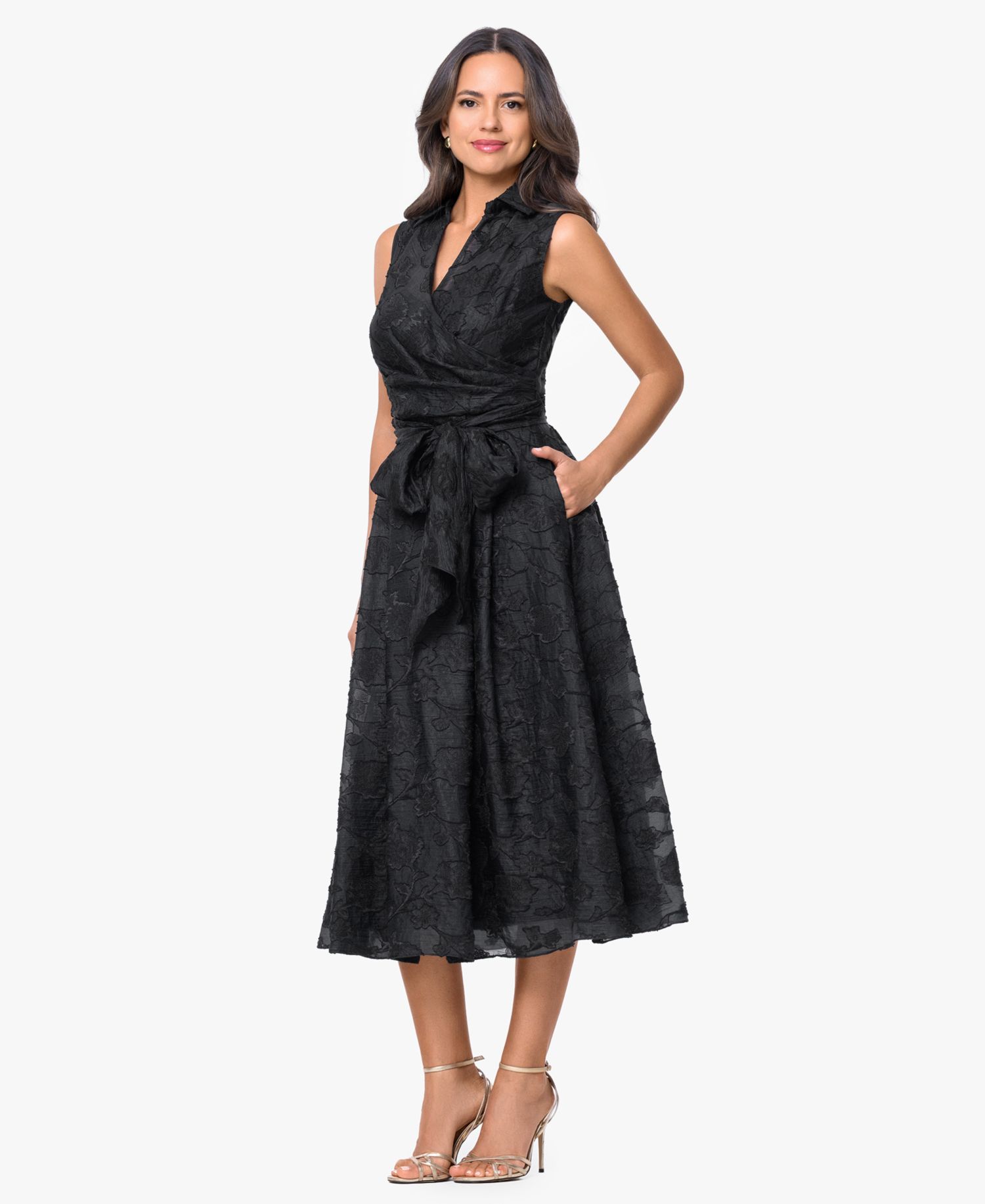Women's Collared V-Neck Midi Dress