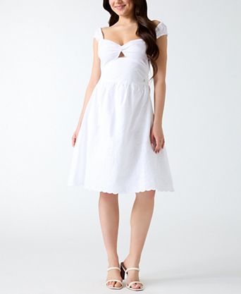 slim fit dress slacks Square Neck White Graduation Dress S / Pink / 93% Polyester 7% Spandex main image 1