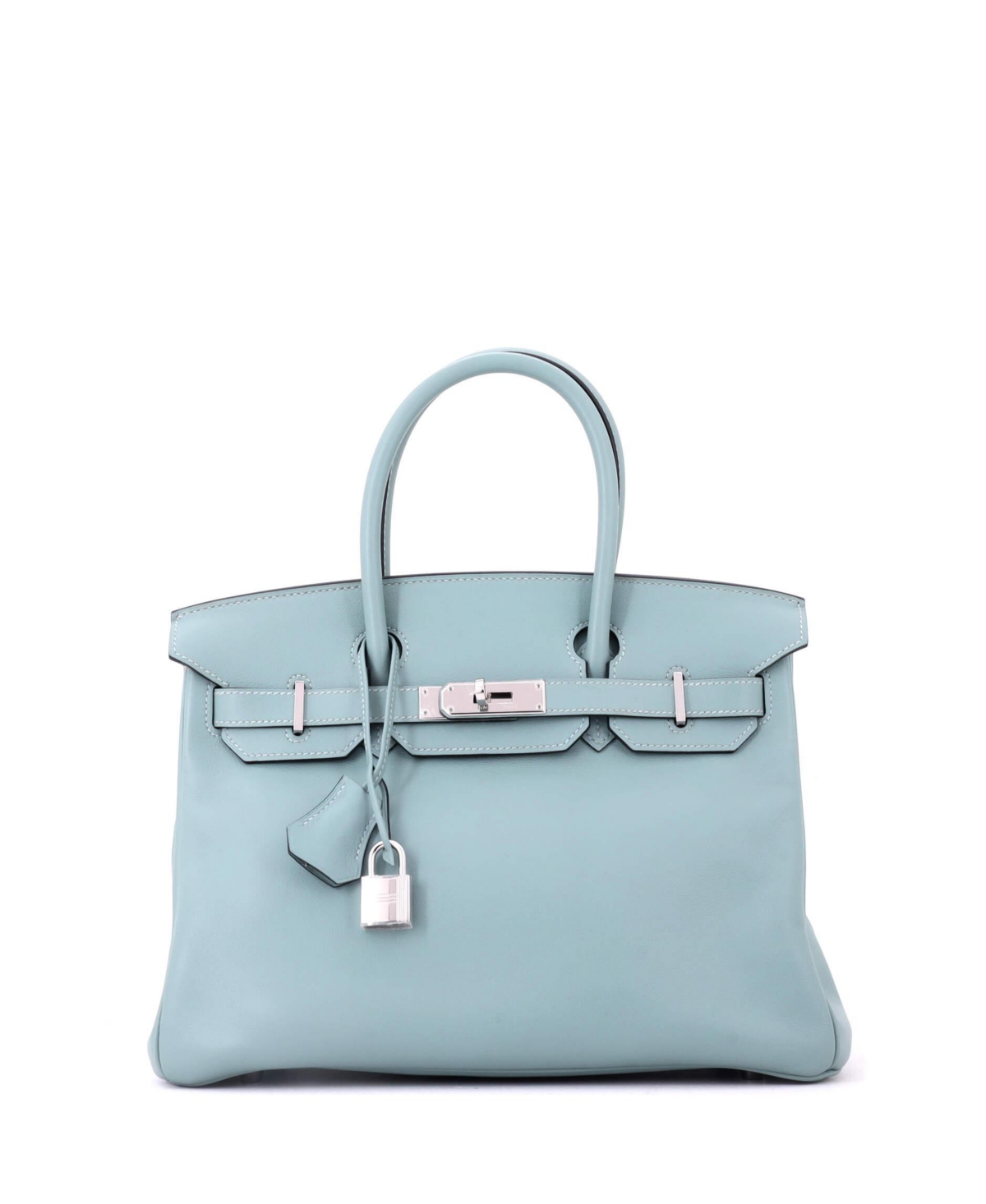Pre-Owned HERMES Birkin 30 Handbag Blue Swift with Palladium Hardware - Blue