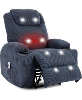 Rocking Recliner Chair with Vibration Massage, Heat, Cup Holders, Side Pockets & Comfy Design