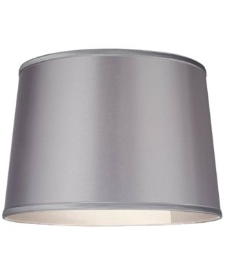 Sydnee Satin Light Gray Medium Drum Lamp Shade 14" Top x 16" Bottom x 11" Slant x 11" High (Spider) Replacement with Harp and Finial