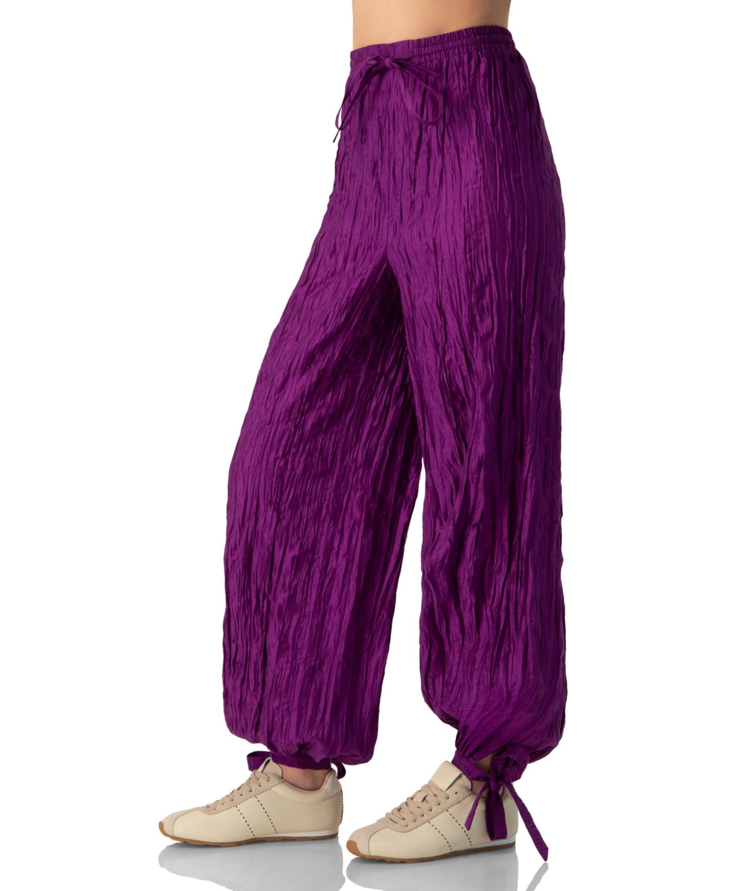 Women's Pleated Pants with Ankle Ties