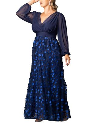 Plus Size Blossoming Beauty Mesh Evening Gown