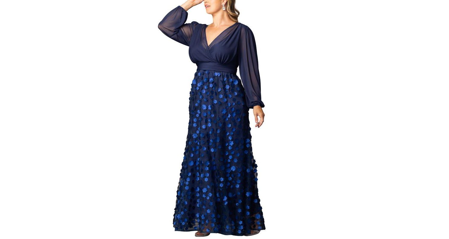 Plus Size Blossoming Beauty Mesh Evening Gown