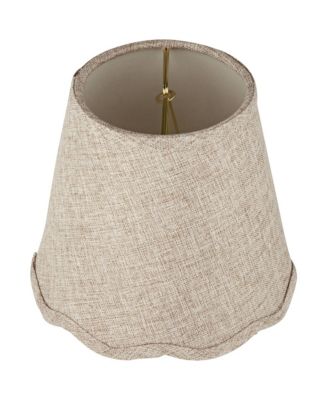 Set of 2 Scalloped Empire Lamp Shades Fawn Small 4" Top x 6" Bottom x 5.5" High Candle Clip Harp and Finial Fitting