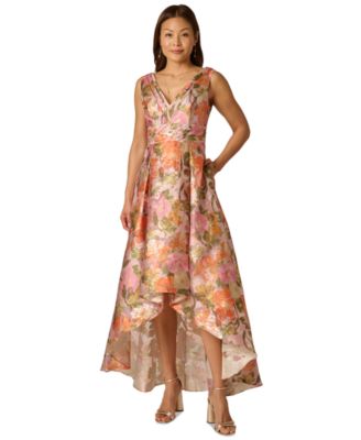 Adrianna Papel Metallic Floral Jacquard High-Low Gown - Macy's