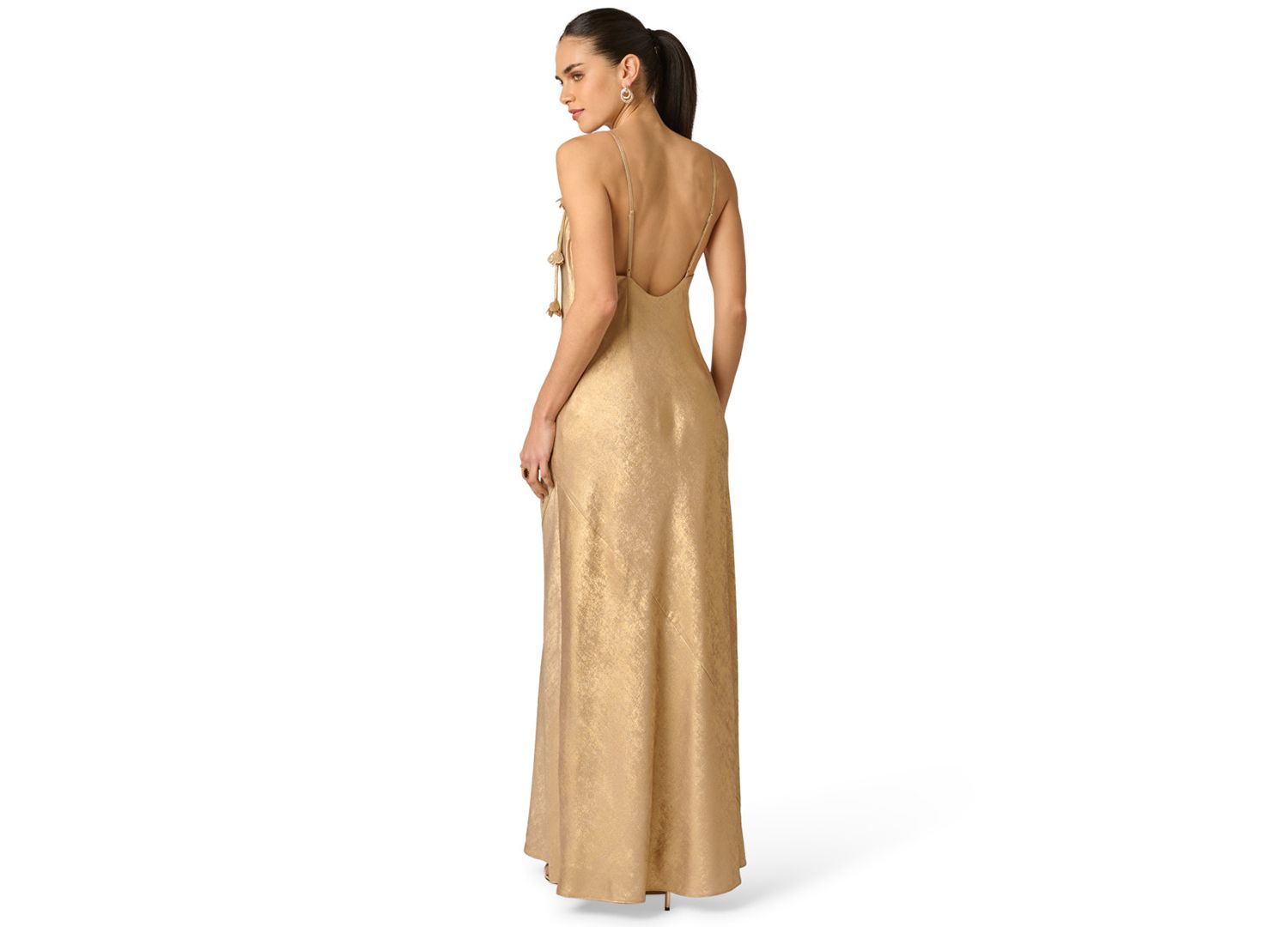 Women's Foiled Chiffon Cowl Neck Long Dress