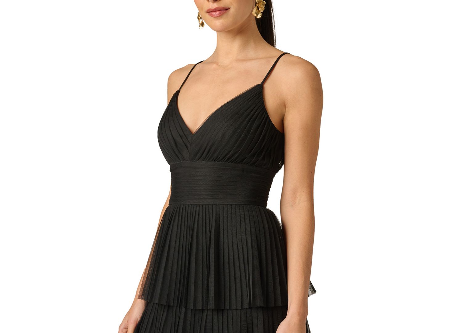 Women's V-Neck Mesh Midi Dress