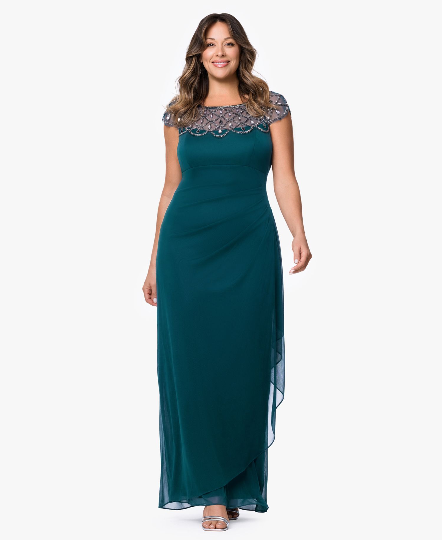 Petite Boat-Neck Long Sheath Dress