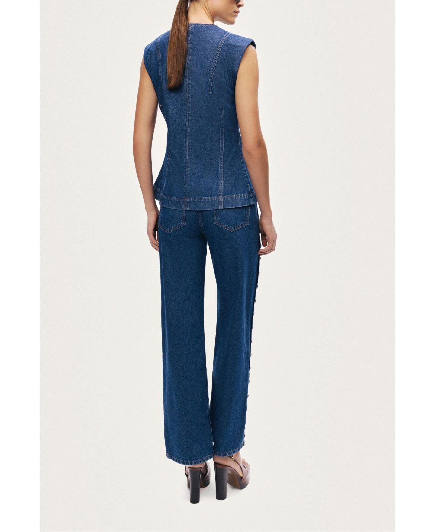 Женский жилет NOCTURNE Button-Front Denim — фото 6