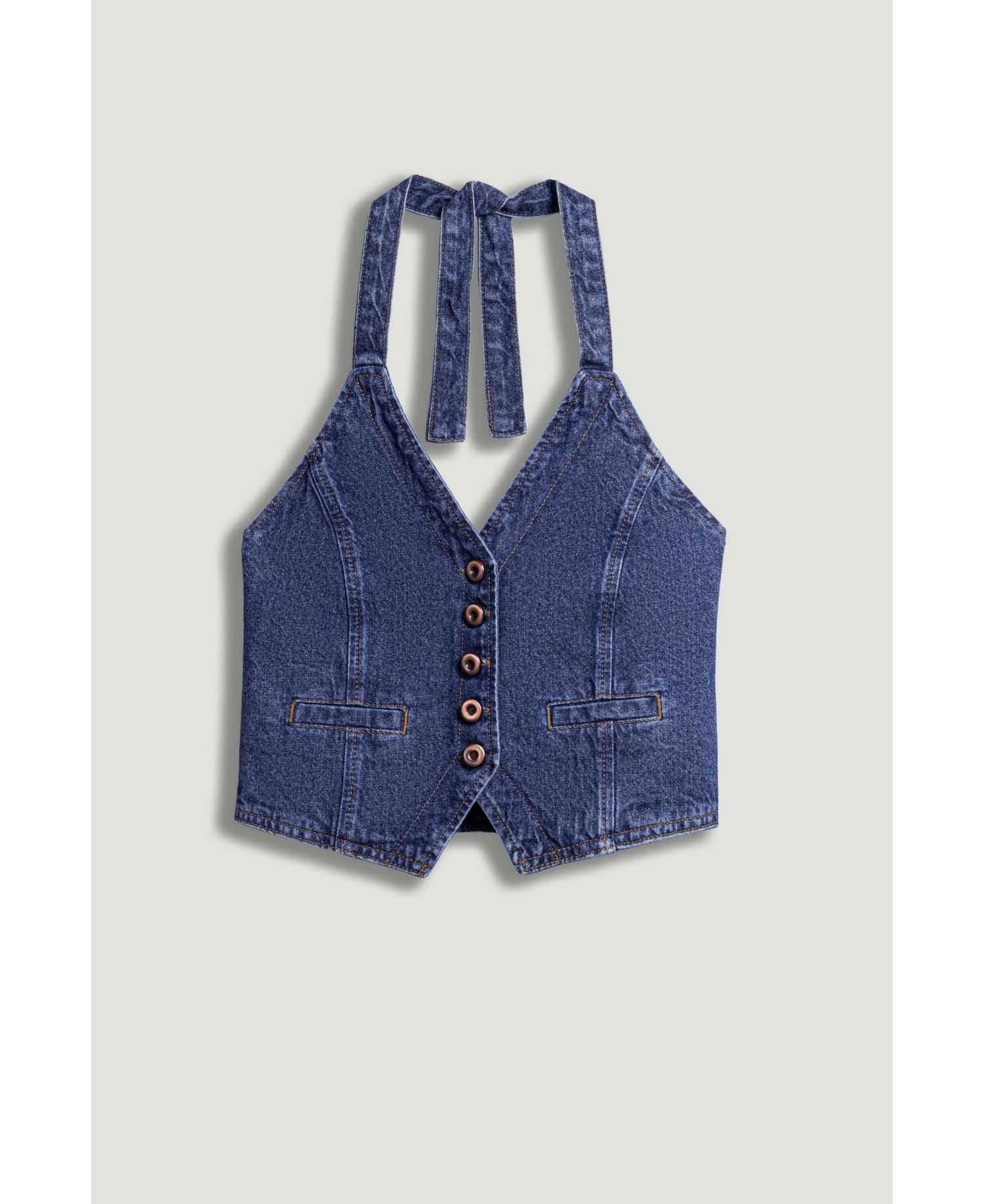 Women's Halter Neck Denim Vest