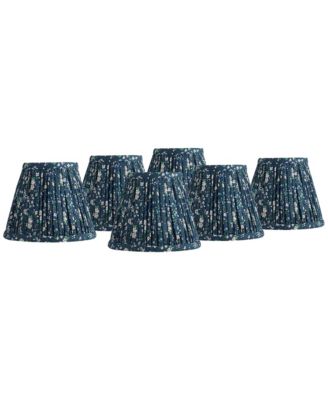 3 1/2" Slant Print Lamp Shade Replacement Set of 6 Navy Blue Floral Clip On Candelabra