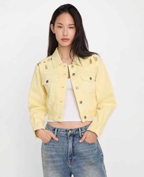 Женская куртка Good American Essential Crop Denim Jacket, цвет: Anyw