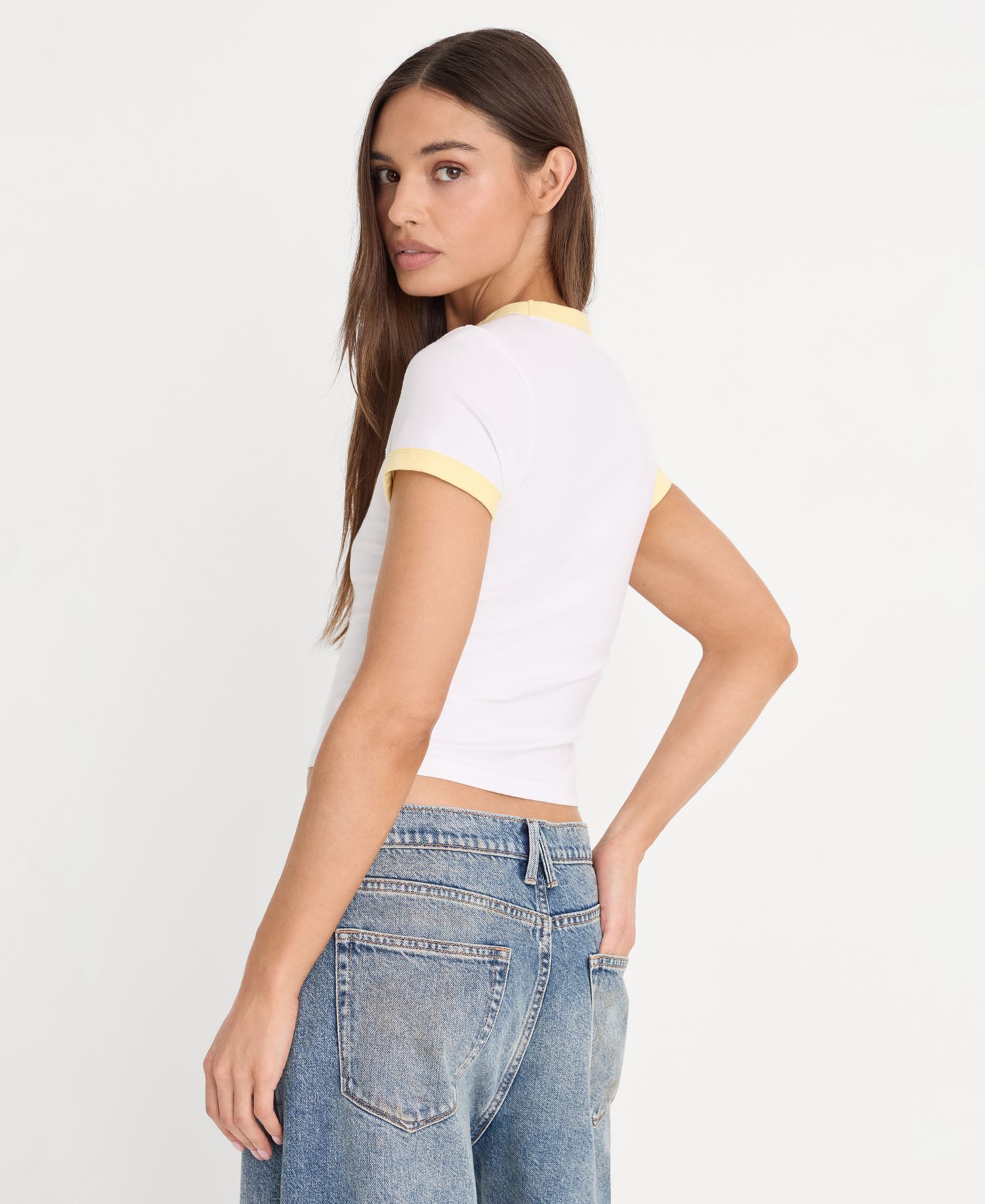 Women's Super Stretch Baby Ringer Crewneck T-Shirt