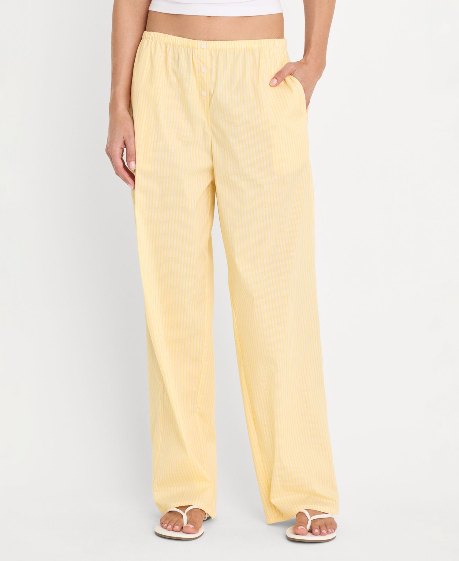 Women's Poplin Lace Trimmed Pants