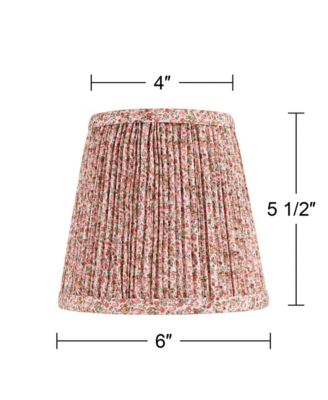 4" Top x 6" Bottom x 5 1/2" High x 5 1/2" Slant Print Lamp Shade Replacement Set of 4 Shirred Pleated Clip On