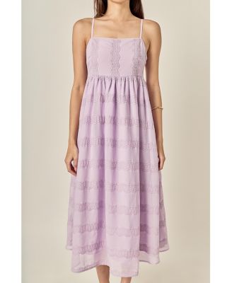 Women's Embroidered Chiffon Sleeveless Midi Dress