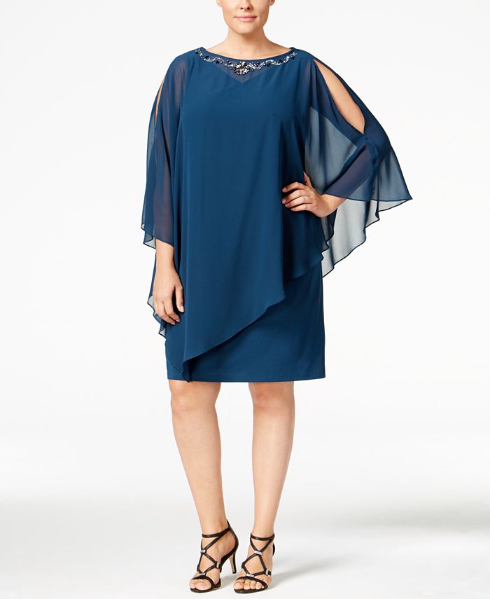 SL Fashions Plus Size Embellished Capelet Dress - Macy's
