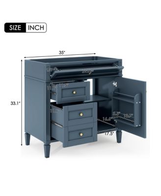 36 Inch Bathroom Vanity without Top Sink Modern Storage Cabinet with 2 Drawers and a Tip Out Drawer Solid Wood Frame