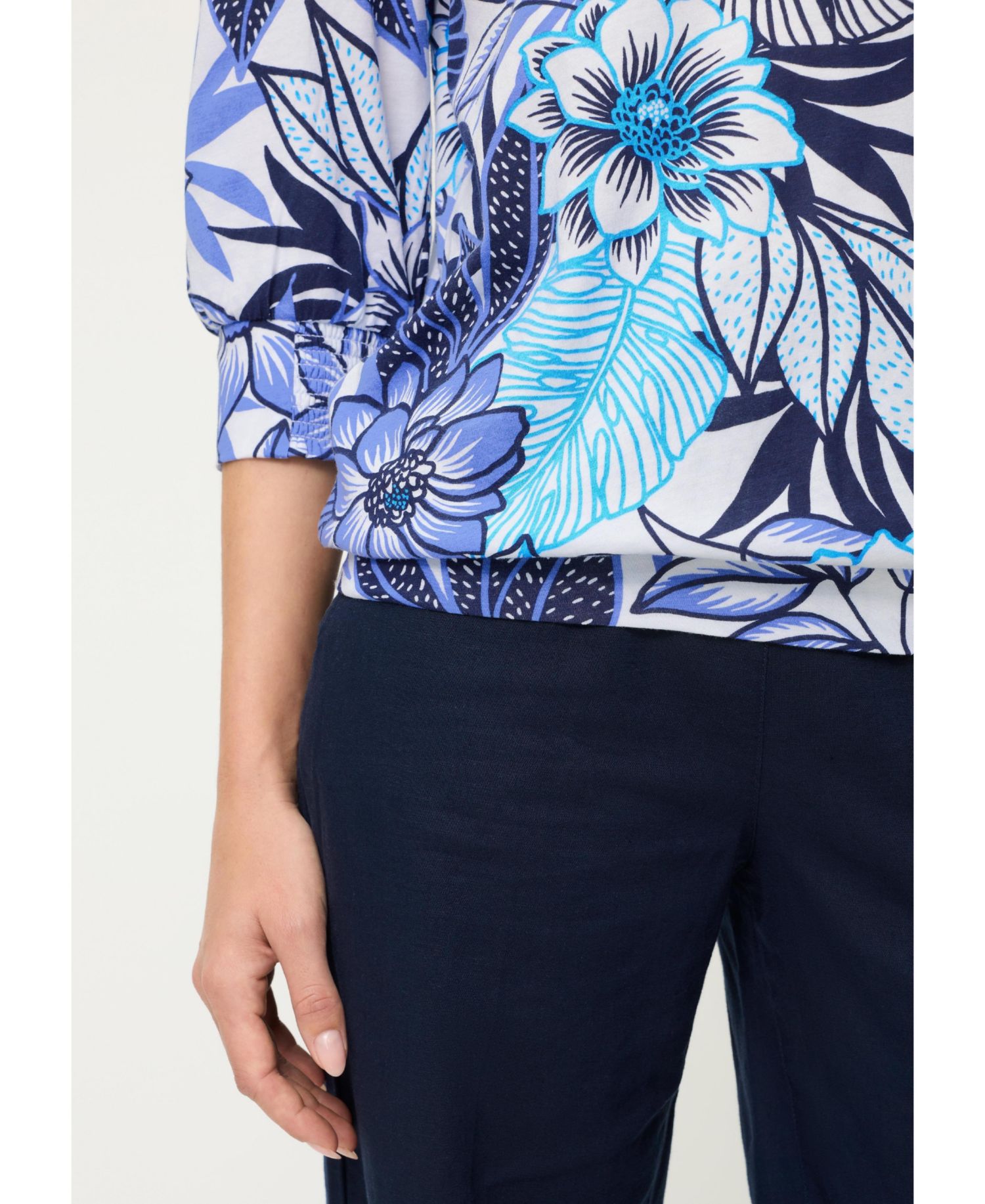 Women's Floral Split Neck T-Shirt