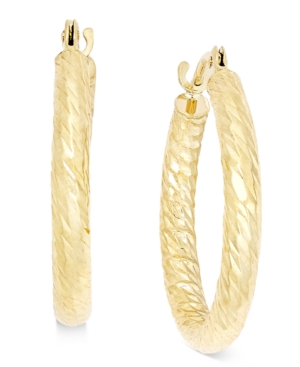 image of Textured Wide Hoop Earrings in 10k Gold