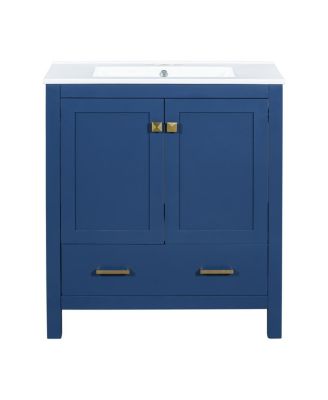 60 Inch Double Bathroom Vanity Set, Freestanding Solid Wood Cabinet with Ceramic Sinks and Soft Close Doors, Modern Storage.