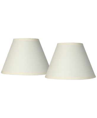Set of 2 Empire Lamp Shades Ivory Small 6" Top x 12" Bottom x 8" High x 8.5" Slant Clip-On Harp Finial Fitting