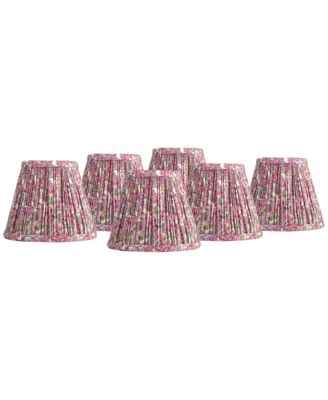 Nelle 3 1/2" Top x 6" Bottom x 5" High x 5" Slant Print Lamp Shade Replacement Set of 6 Pleated Clip On Candelabra