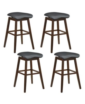 Set of 4 Swivel Bar Stools 31'' Bar Chairs w/ Padded Contoured Seat and Footrest