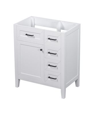 30 Inch Modern Bathroom Vanity Base without Sink, Solid Wood Cabinet with Drawers and Door Shelf, Freestanding Storage.