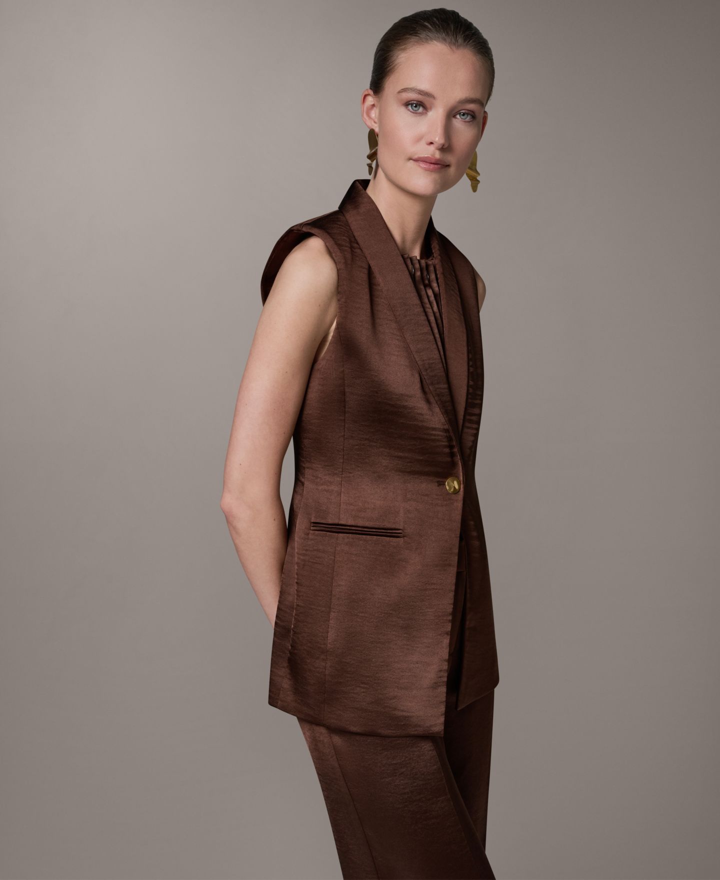Женский жилет Donna Karan New York Notch Collar Vest, цвет: Canyon — фото 3