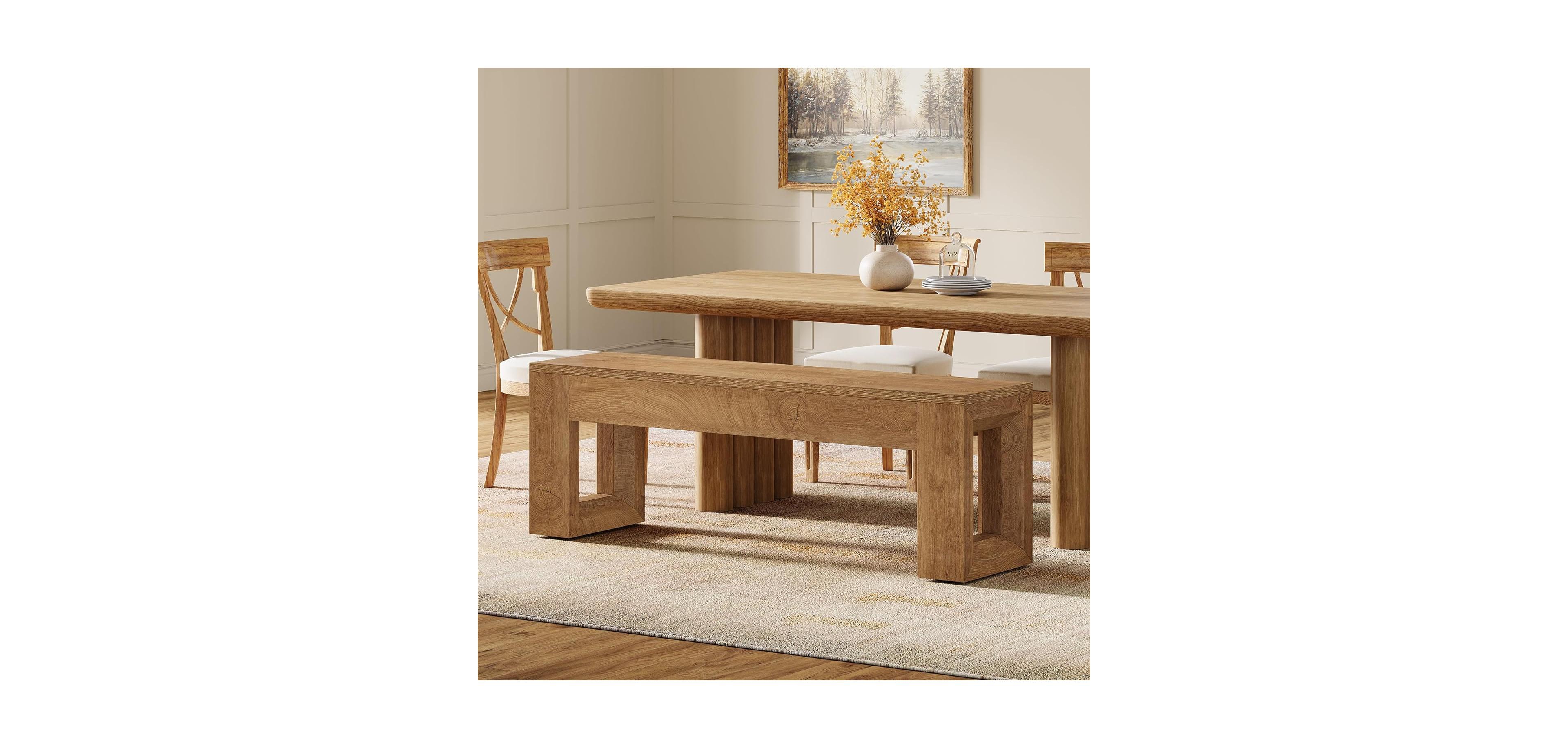 Tribesigns Dining Bench, Farmhouse Wooden Shoe Bench for Entryway, Dining Room, Living Room, End of Bed